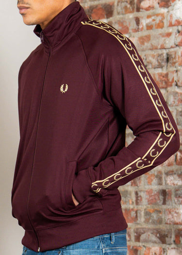 Fred Perry Vesten Contrast tape track jacket - oxblood champagne