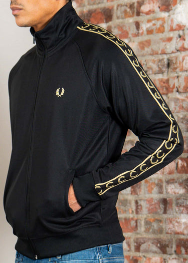 Fred Perry Vesten Contrast tape track jacket - black champagne