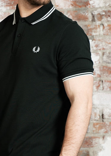 Fred Perry Polo's Twin tipped fred perry shirt - night green snow white snow white