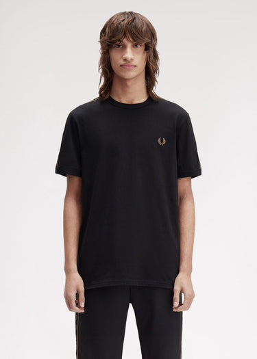 Fred Perry T-shirts Contrast tape ringer t-shirt - black shaded stone