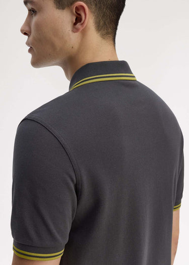 Fred Perry Polo's Twin tipped fred perry shirt - Anchor Grey Tennis Ball Yellow
