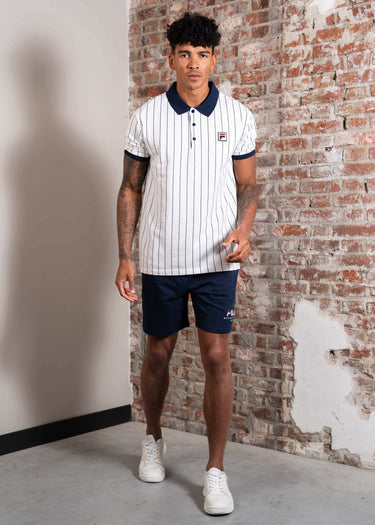 Fila Polo's Linter striped polo shirt - bright white black iris striped