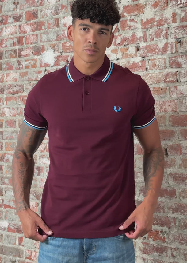 Fred Perry Polo's Twin tipped polo - oxblood ecru court blue