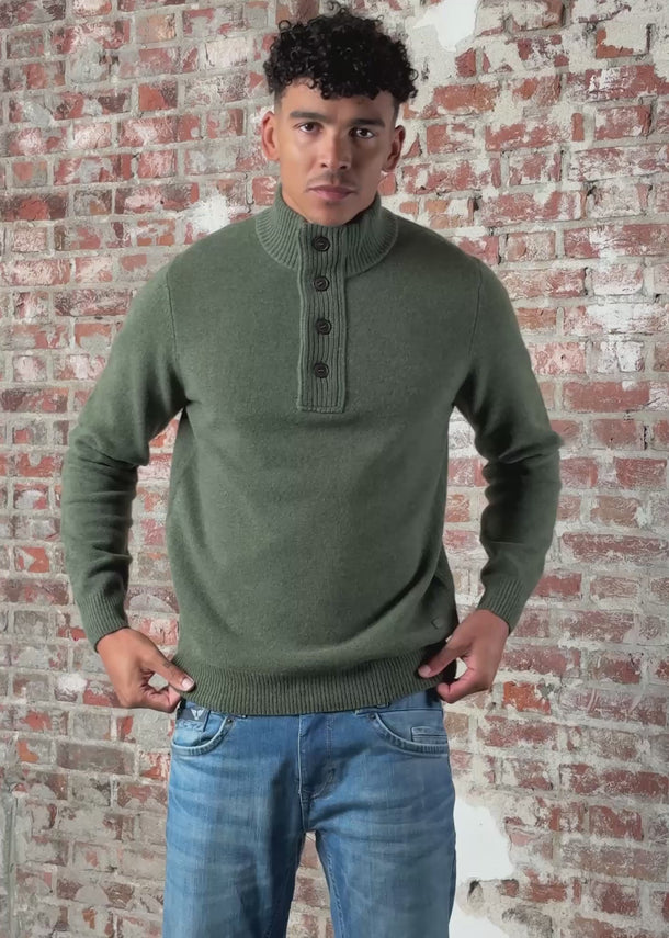 Barbour Truien Essential patch half zip knitted jumper - olive