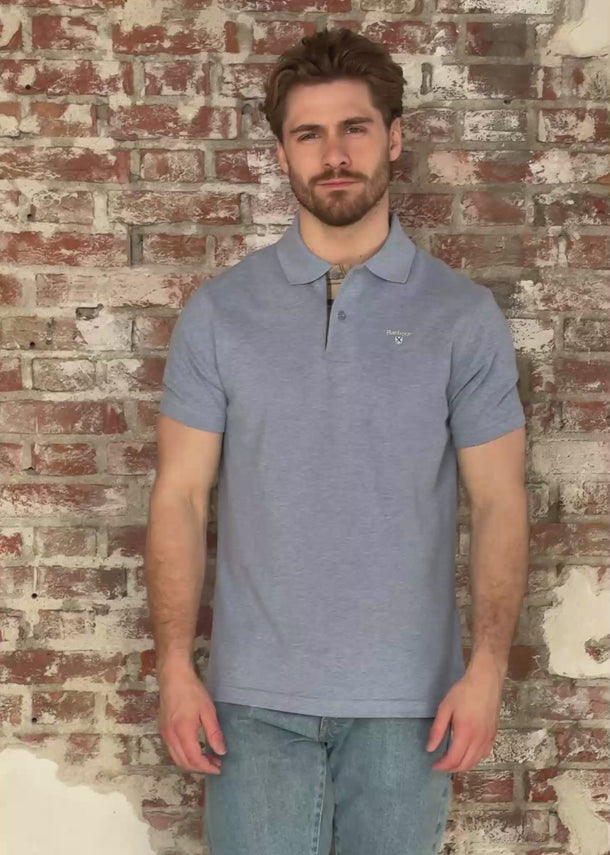 Barbour Polo's Barbour tartan pique polo shirt - sky marl