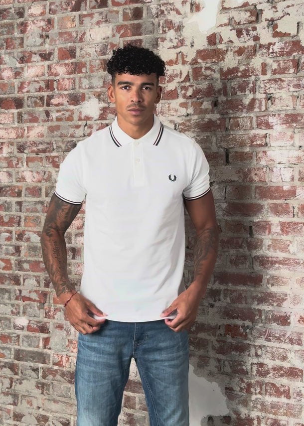 Fred Perry Polo's Twin tipped fred perry shirt - snow white burnt red navy