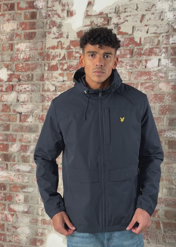 Lyle & Scott Jassen Lightweight hooded zip through jacket - dark navy
